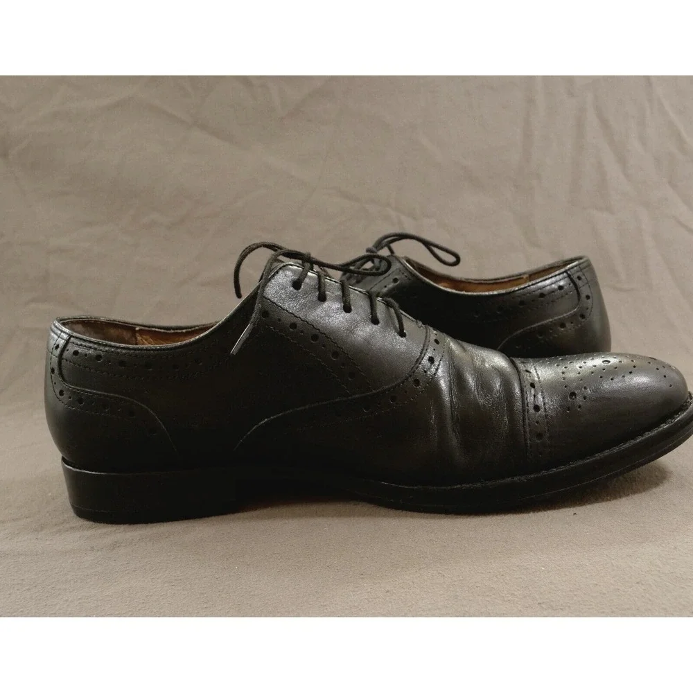 Johnston & Murphy Oxford Mens 9.5 M Black Cap Toe  Lace Up Leather